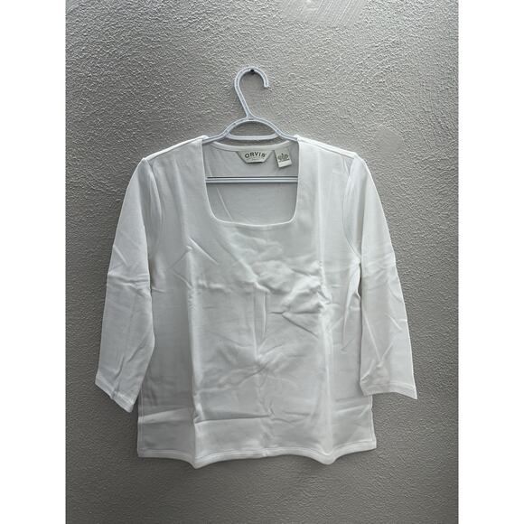 Orvis Womens Shirt Size Small White 3/4 Sleeve Square Neck NWTs - Picture 1 of 11